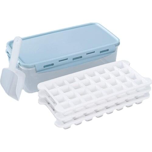 2020 Soft Bottom Silicone Ice Tray Ice Box Frozen Ice Cube Cold Drink Mold with Lid Household Artifact Refrigerator Freezer