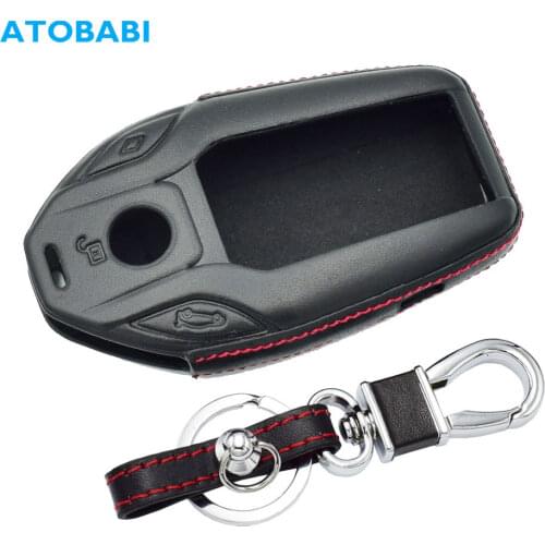 4D Leather Car Key Case For BMW G12 5 7 Series 730i 740i 750i 760i Keychain Holder LCD Smart Remote Control Fob Protector Cover