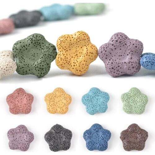 5pcs Natural Volcano Lava Stone Flower Shape 21mm 26mm Loose Crafts Beads lot for Jewelry Making DIY Earring Findings