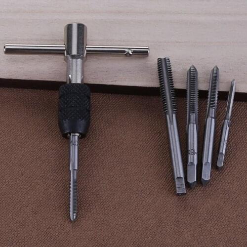 6pcs M3/M4/M5/M6/M8 Hand Screw Thread Metric Plug Tap Set DIY Tool with Adjustable Tap Wrench