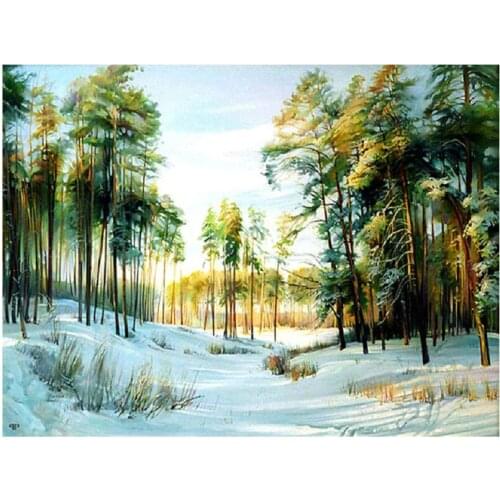 Diamond embroidery 5d round drill diamond painting Scenic snow cross stitch crystal diamond mosaic pattern diy art decorative