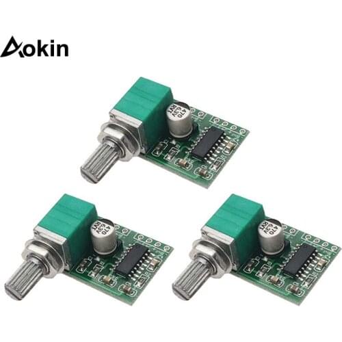 AOKIN Mini PAM8403 DC 5V 2 Channel USB Digital Audio Amplifier Board Module 2 * 3W Volume Control with Potentiometer