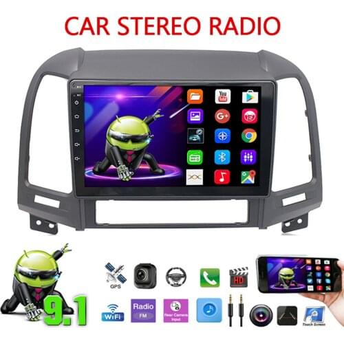 9'' Android 9.1 Car Stereo Radio GPS Navigation FM BT for Hyundai Santa Fe 2005-2012 Car Multimedia Player 2 Din