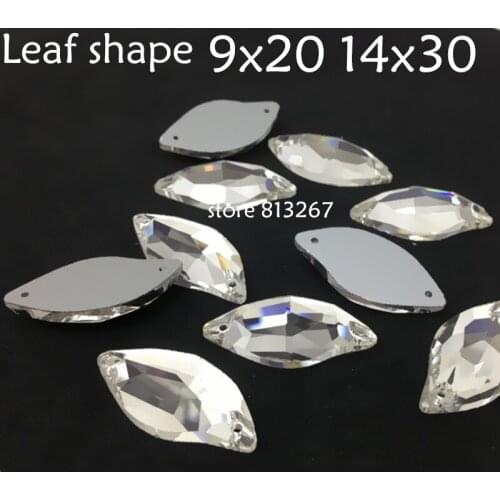 Leaf Sew On Stone, Crystal Clear Color Flatback Beauty Fish Sewing Glass Crystal Bead