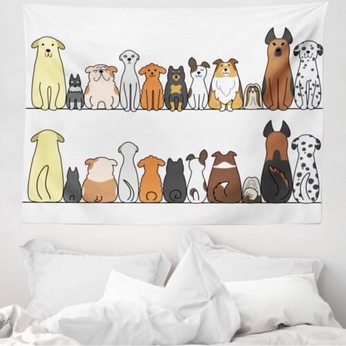 Animal Pattern Mikrofiber Large Wall Tapestry Funny Pets Dogs Pattern Fabric Decorative Wall hanging 230cm x 140cm
