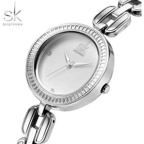 Shengke Brand Luxury Diamond Bracelet Watch Women Watches Fashion Stainless Steel Womens Watches Clock montre femme reloj mujer