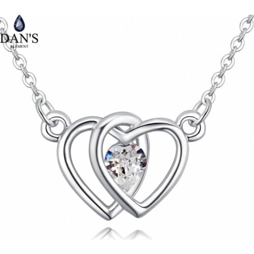 DANS Element New 5 Colors Real Austrian Crystals Fashion Heart Pendant Necklace for Women Valentine Gift 130740
