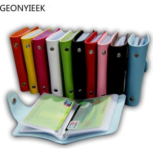 24 Bits Fashion New Women Men Credit Card Holder PU Leather Hasp Unisex ID Holders Package Organizer Manager 2019