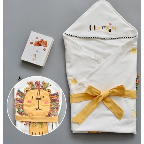 Cartoon Hooded Baby Receiving Blanket Soft Baby Swaddle Wrap Envelope Stroller Cover Blanket Newborn Sleeping Bag for 0-1Years