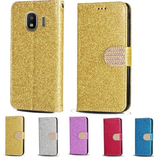 For Samsung J2 Core Glitter Diamond Flip Leather Wallet Phone Case For Samsung Galaxy J4 J2 Pro 2018 Phone cover card slot