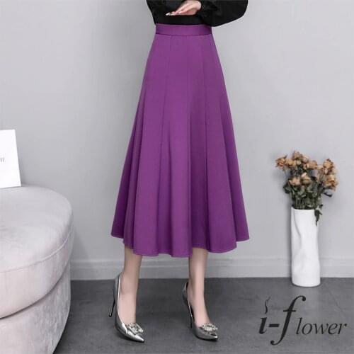 Elegant Fashion Summer Long Skirt Elastic High-Waist Pleated Office Lady Cotton Skirts Large Swing Solid Print Umbrella Skirt