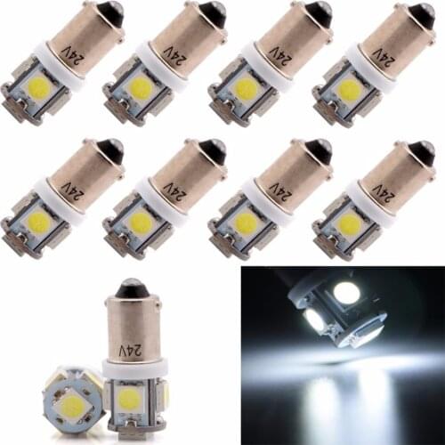 50 unidades 24 Volt Lampada Ba9s 5 Led 5050 Varias Cores T4w 69 Branco 6000K