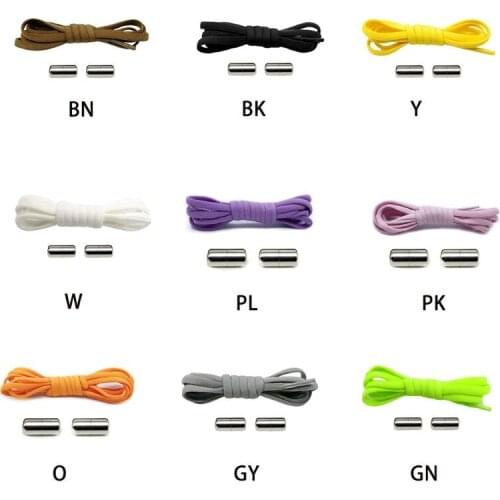 Lazy Adult Kids Elastic Shoe Laces Adjustable DIY No Tie Shoelaces Tieless Round Strings with Lock Metal Turnbuckle Buckles for