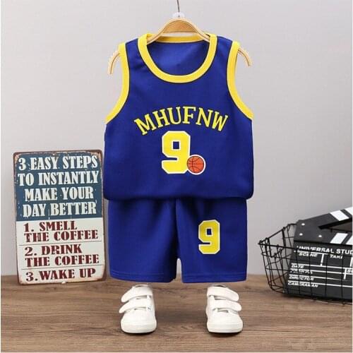 Summer Baby Boys Clothing Sets Sleeveless T Shirt +shorts For 1-4 Years Kids Clothes Suit Sports Basketball Outfit 2pcs/set