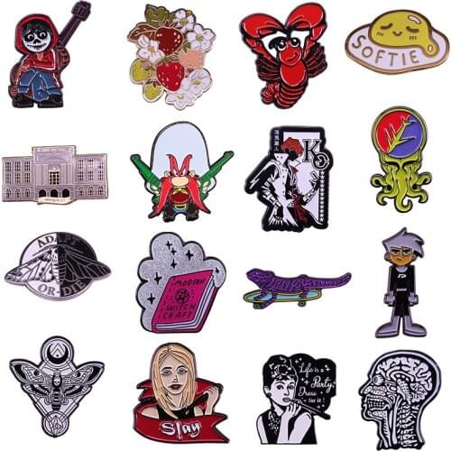 Cute Anime Movies Games Hard Enamel Pins Collect Funny Flowers Metal Cartoon Brooch Backpack Collar Lapel Badges Fashion Jewelry