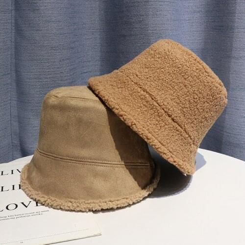 Fashion Thick Wool Winter Bucket Hat Women Suede Panama for Women Fisherman Hat Outdoor Sport Hip Hop Cap Hats Warm Cap Gift 31