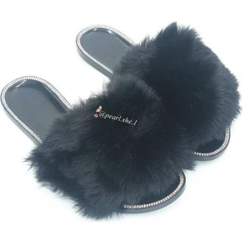 Fashion Comfortable Memory Foam Cross Band Spring Summer Indoor Fluffy Faux Fur Slippers for Kids