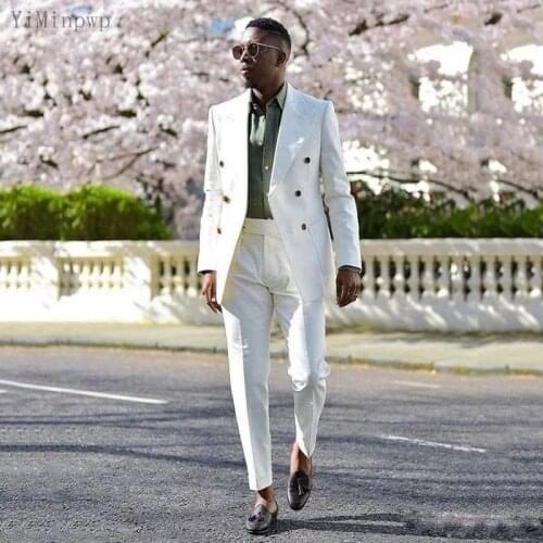 YiMinpwp Mens Coat Pant Peaked Lapel Double Breasted Men Suits Prom Suit Big and Tall Costume Mariage Homme 2 Piece