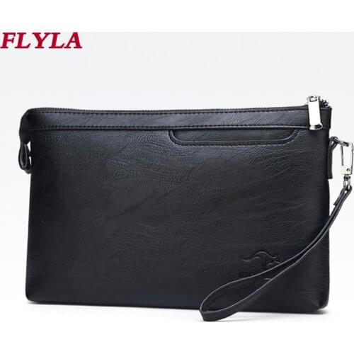 Mens Handbags Casual Multifunctional Soft Leather Clutch Envelope Bag Mobile Phone Bag Clutch