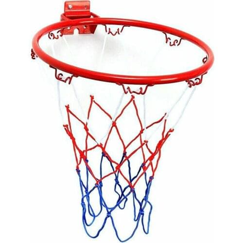 32cm Wall Mounted Basketball Hoop Netting Metal Rim Hanging Basket Basket-ball Wall Rim w/ Screws Indoor Outdoor Sport