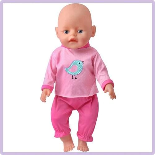 New Pattern Fashion Lovely Pink Bird Fit 18 Inch American&43cm Baby New Born Doll Clothes Accessories Girls' Toys