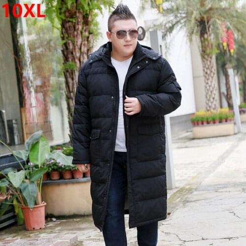 Extra large mens over-the-knee down jacket plus fertilizer to increase the long section thickening down cold coat 10XL 9XL 8XL