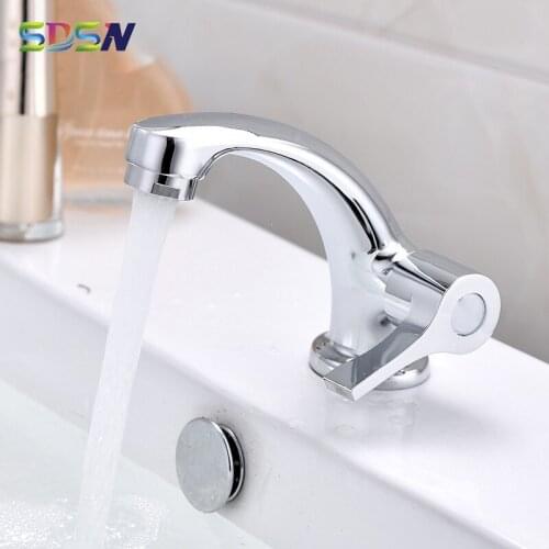 Single Cold Basin Faucet SDSN Zinc Alloy Cold Bathroom Mixer Tap Quality Polished Chrome Basin Sink Faucet Single Cold Water Tap