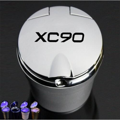 Car Ashtray With Led Lights With Cover Creative Personality Covered Car multi-function Car Supplies For Volvo XC90 2016 17 18 19