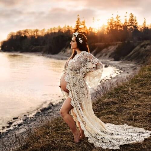 Boho Maternity Dress Vintage Cotton Pregnancy Photography Party Robe Maxi Lady Gown Photography Prop Baby Shower Gift