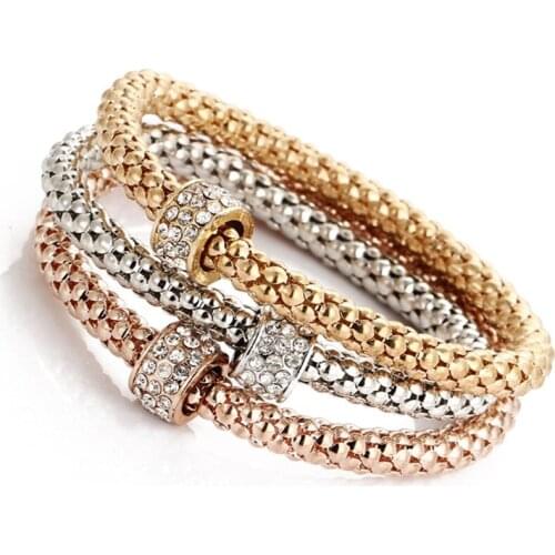Simple fashion jewelry flower micro-set bead popcorn three-color bracelet bangle for women jewelry hot sale party punk jewelry