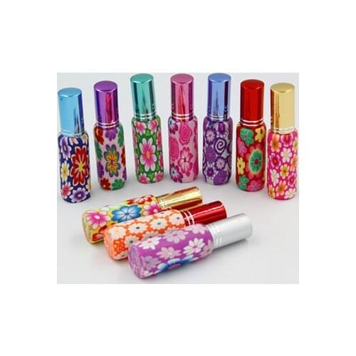 20pcs/lot Hot Sales Pump 10ml Clay Glass Perfume Bottle Travel Polymer Clay Fimo Empty Spray Scent Bottle Pump Case Random Color