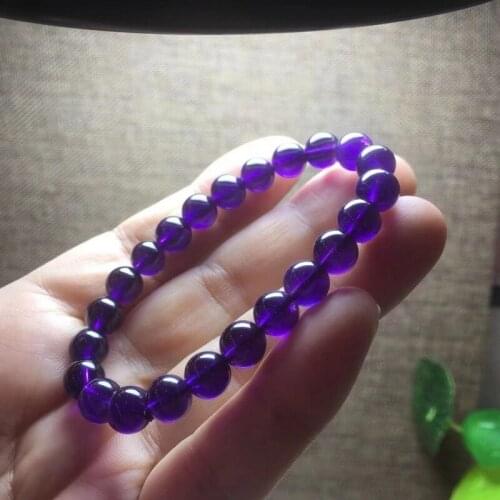 2020 Natural Quartz Amethyst Bracelet Stretchable AAAAA Jewelry Fortune Crystal Healing Stone Energy Ornament 1Pc