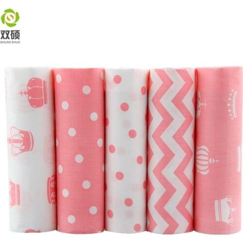 Pink Color Brand Cotton Fabric Fat Quarter Bundles Telas Fabric For Sewing DIY Patchwork Crafts Doll Cloth 40*50cm 5pcs/lot