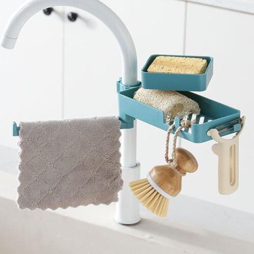 Faucet Storage Rack Kitchen Organizer Sink Rag Drain Rack Multifunctional Shelf Home Accessories