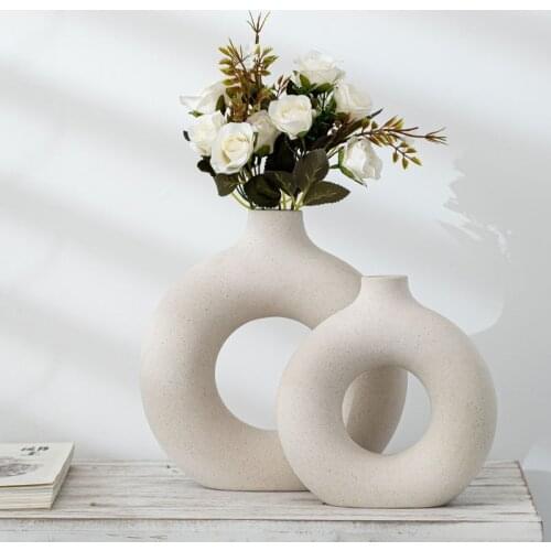 Modern Ceramic Dried Flower Vase Home Decor Flowers Vase Nordic Creative Art Vase Tabletop Flower Pot Living Room Ornaments Vase