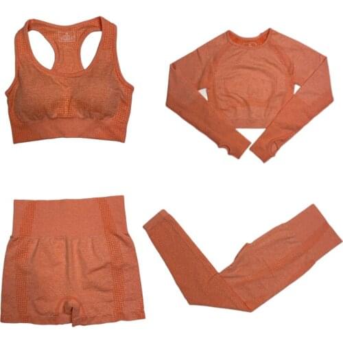 Fitness Sports Suits Women Seamless Yoga Set Gym Clothing Crop Top Sport Bra High Waist Running Shorts Leggings Workout Pants