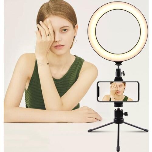 16CM/20CM LED Selfie Tripod Ring Lamp For Youtube Tiktok Video Live Cell Phone Holder Stand Photography Lighting