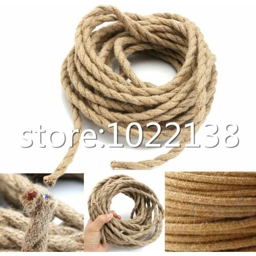 3m,5m,10m 2x0.75MM Vintage Rope Wire Twisted Cable Hemp Rope Cord Pendant Lamp Wire Vintage Lamp Cord Fabric Electric Cord