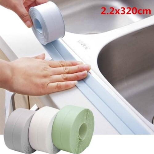 320*2.2cm/3.5cm Kitchen Sink Waterproof Mildew Strong Self-adhesive Tape Bathroom Crevice Wall Sealing Beauty Tape Strip Stick