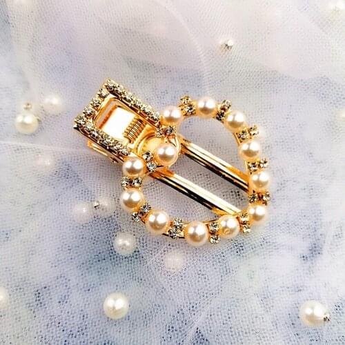 Golden Clip For Women with Pearls Duckbill Circle Heart Girls Metal Bobbi Hairpin Fashion Hair Snap Clips Accessories