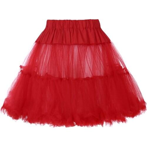 2020 Black Red White Women Tutu Skirt Mini Tulle Netting Crinoline Rockabilly Petticoat Underskirt Slip Vintage Skirts