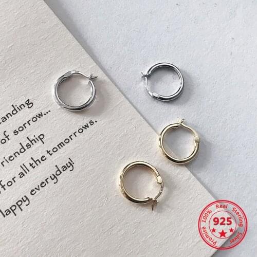 Korea Hot Style Pure 925 Sterling Silver Earrings for Women Delicate Fashion Gold Small Hoop Earrings Jewelry