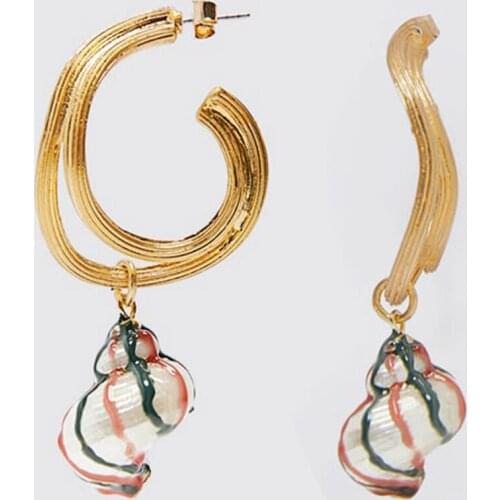 Fashion ZA Shell C Shape Earrings for Women Bohemain Multi Color Conch Dangle Drop Earrings Jewelry Ocean Holiday Ethnic Bijoux