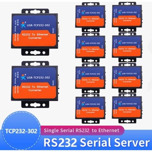 10PCS USR-TCP232-302 RS232 to Ethernet Converters UDP TCP IP Server to Client Module Support DHCP/DNS Built-in Webage VirtualCOM