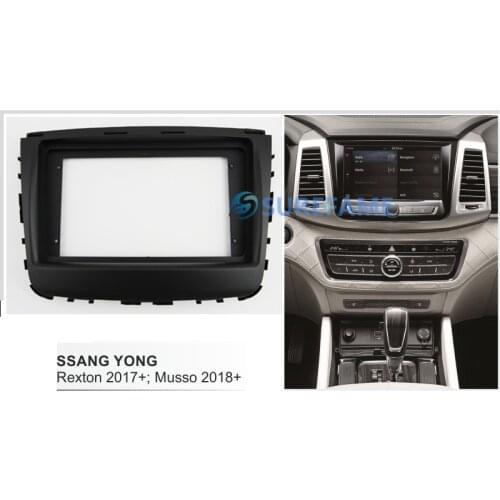 9 inch Car Fascia Radio Panel for SSANGYONG Rexton 2017+; Musso 2018+ Dash Kit Install Facia Bezel Adapter Trim Plate Console