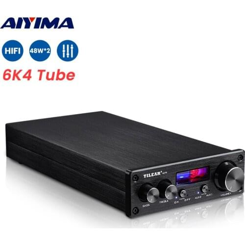 AIYIMA Analog Power Amplifier 6K4 Vacuum Tube Amplifier 48Wx2 Hifi Stereo Audio Amplificador Amp 2 Way Inputs With Tone Control
