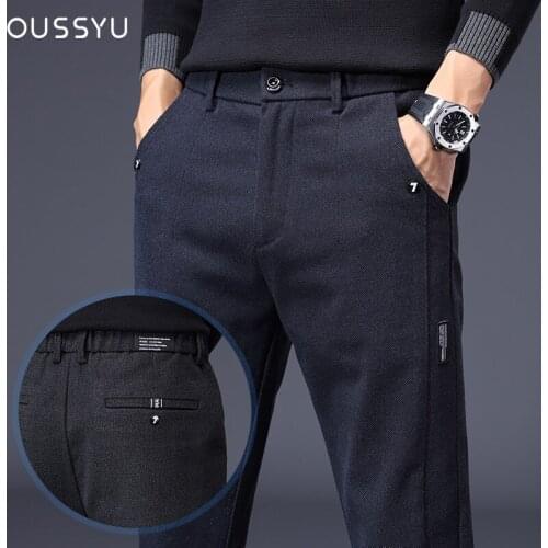 2021 New Autumn Winter New Casual Pants Men Cotton Slim Fit Thick Chinos Fashion Trousers Male Brand Clothing Plus Size 28-38