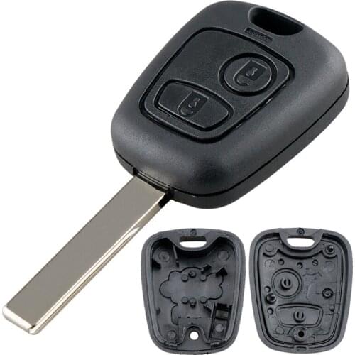 2 Buttons Black Car Remote Key Shell Replacement Car Key Case with Slot and 307 Blade Fit for Peugeot Partner Expert Boxer 206