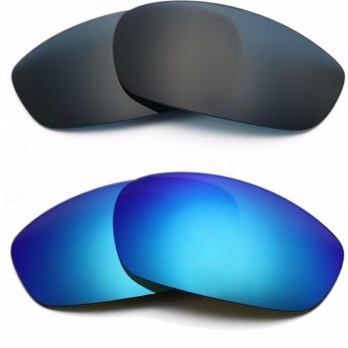Black & Ice Blue Mirrored Polarized Replacement Lenses for Straight Jacket 2007 Frame 100% UVA & UVB