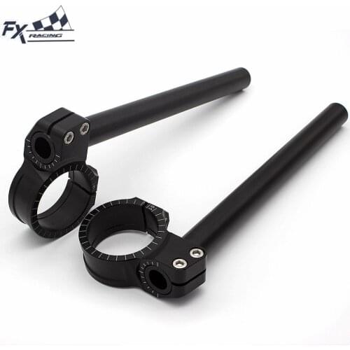 FXCNC 7/8" Adjustable Aluminum Motorcycle Regular 51MM Clip On Ones Handlebar Fork Tube Handle Bar Clip-Ons One Pair Black NEW